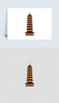 淮安慈云寺国师塔佛塔舍利塔矢量地标建筑插图画