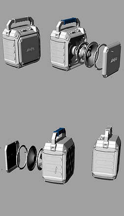 音响音箱喇叭爆炸图数码犀牛模型obj模型3d