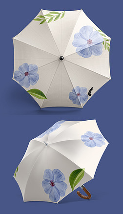 时尚浅色ins卡通简约多彩植物花草雨伞图案