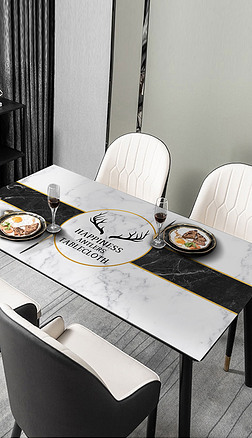 现代简约大理石迷路高档餐厅桌布桌垫