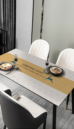 现代简约几何图案麋鹿小清新餐厅桌垫桌布