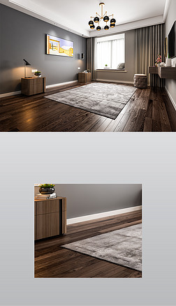 现代轻奢卧室场景空景背景墙效果图