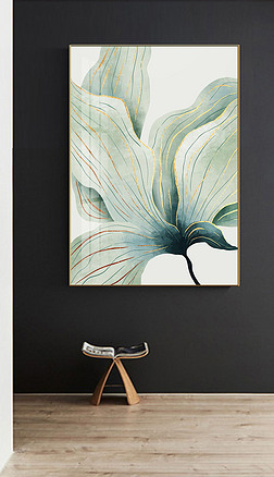 北欧手绘水彩花卉绿色心情小清新治愈系装饰画