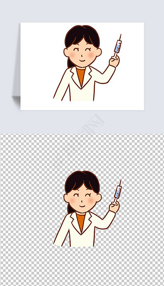 打疫苗手绘卡通元素