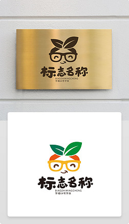 卡通绿叶绿色农业水果蔬菜生鲜超市logo商标