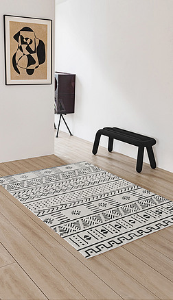 北欧现代简约几何线条摩洛哥民宿地毯地垫