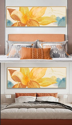 现代轻奢抽象手绘唯美油画花语客厅床头装饰画
