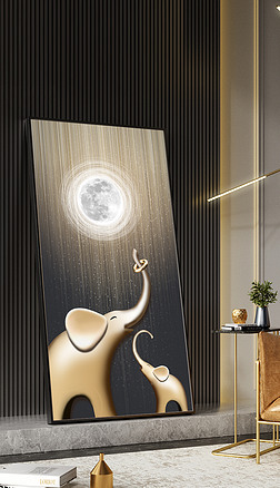 现代轻奢立体大象抽象光影艺术客厅玄关装饰画3