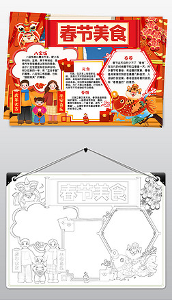 春节美食小报新年饮食文化手抄电子小报素材