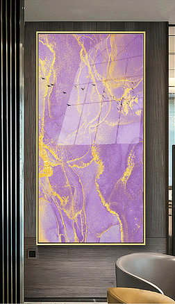 简约时尚紫金贵气抽象烁金鎏金箔晶瓷现代装饰画