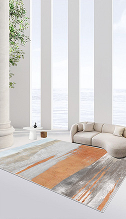 抽象条纹水墨现代简约客厅地毯地垫图案设计