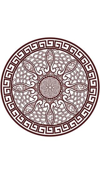 中国风古典祥云纹回形纹花纹青花瓷图案