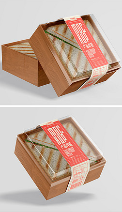 高端三明治面包盒子包装盒样机