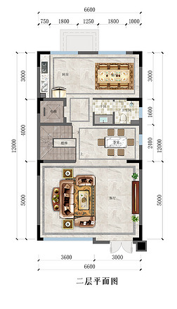 4层别墅公寓洋房房地产户型图彩平