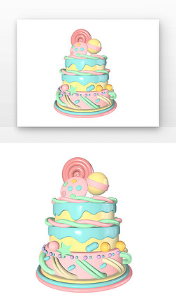 生日蛋糕三层饼干糖果蛋糕