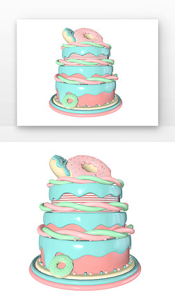 生日蛋糕三层甜甜圈蛋糕