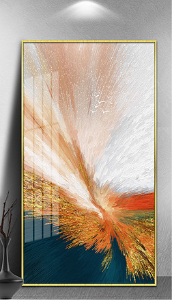 蓝金色の魅力彩色高端艺术挂画抽象装饰画