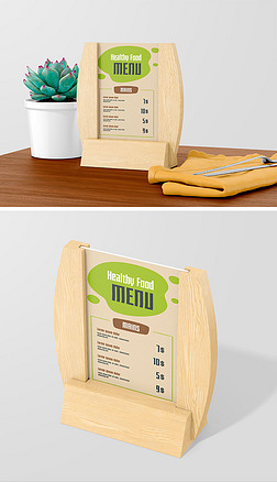 高品质餐厅木质菜单海报广告牌桌牌样机