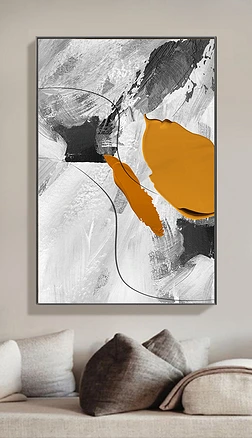 北欧抽象爱马仕橙色肌理客厅卧室玄关装饰画