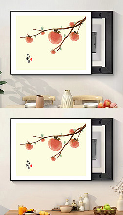 2022新中式简约平安苹果水果电表箱装饰画