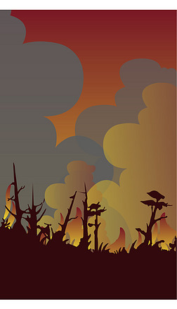 自然森林火灾红色烟雾危险灌木火灾卡通插画