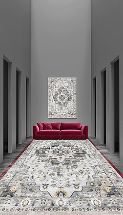 波斯地毯图案欧美风格破碎做旧肌理古典传统地毯