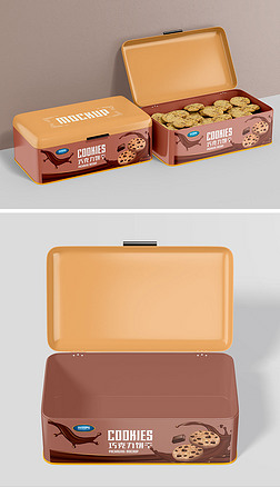 曲奇饼干铁盒包装盒样机