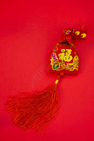 Chinese new year decorations and Auspicious ornaments on red bac