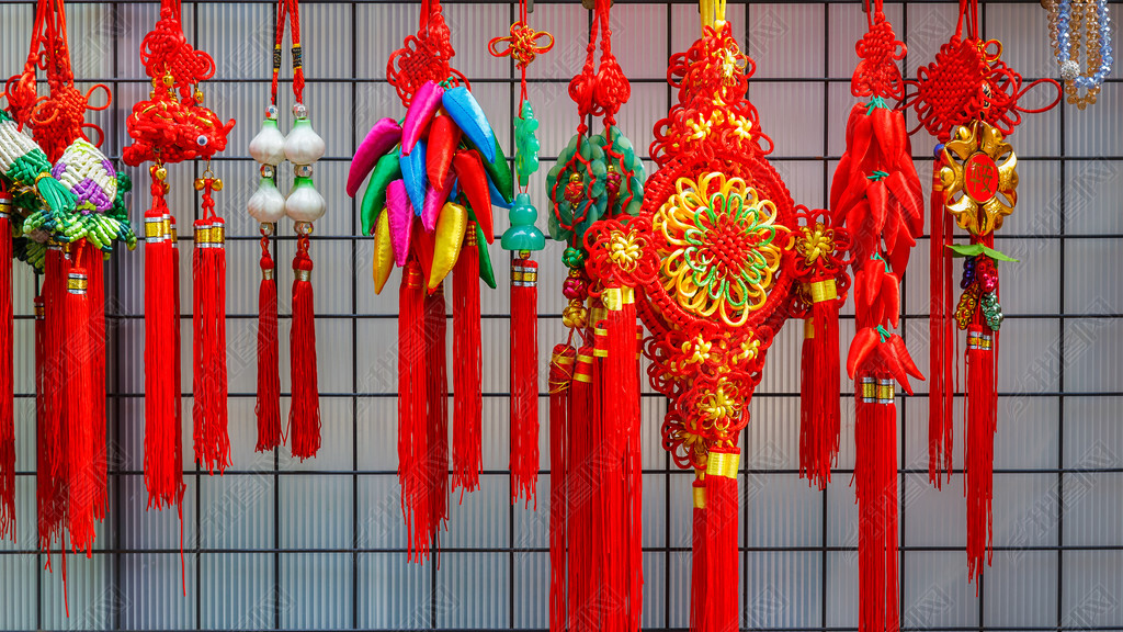 Yokohama, Japan - November 24 2015: Chinese amulets put for sale