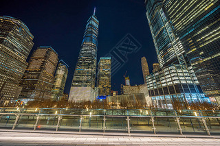 New York Cityscape with 911 memorial at evening time, United States of America, Usa, Architecture an