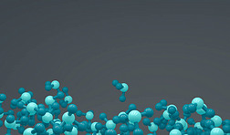 3drendering, Abstract molecular model on Blue-Green colors with empty space for copy, grey backgroun
