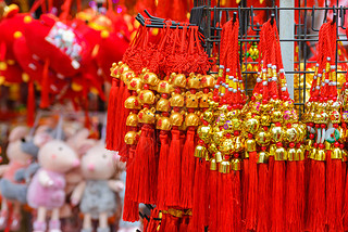 Close up Chinese new year talisman gift decoration for celebrate Year of the Rat. For good luck with