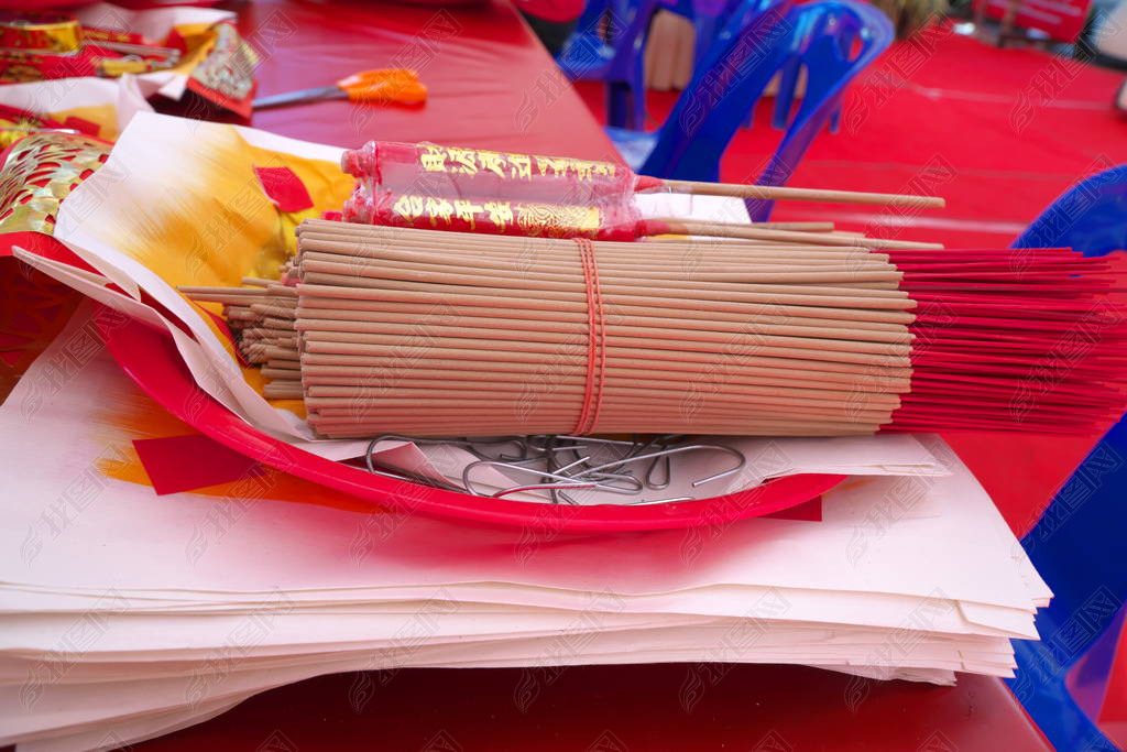 Bangkok,Thailand-January 27, 2020: Bundle of incense used for Chinese New Year ceremony in Bangkok, 