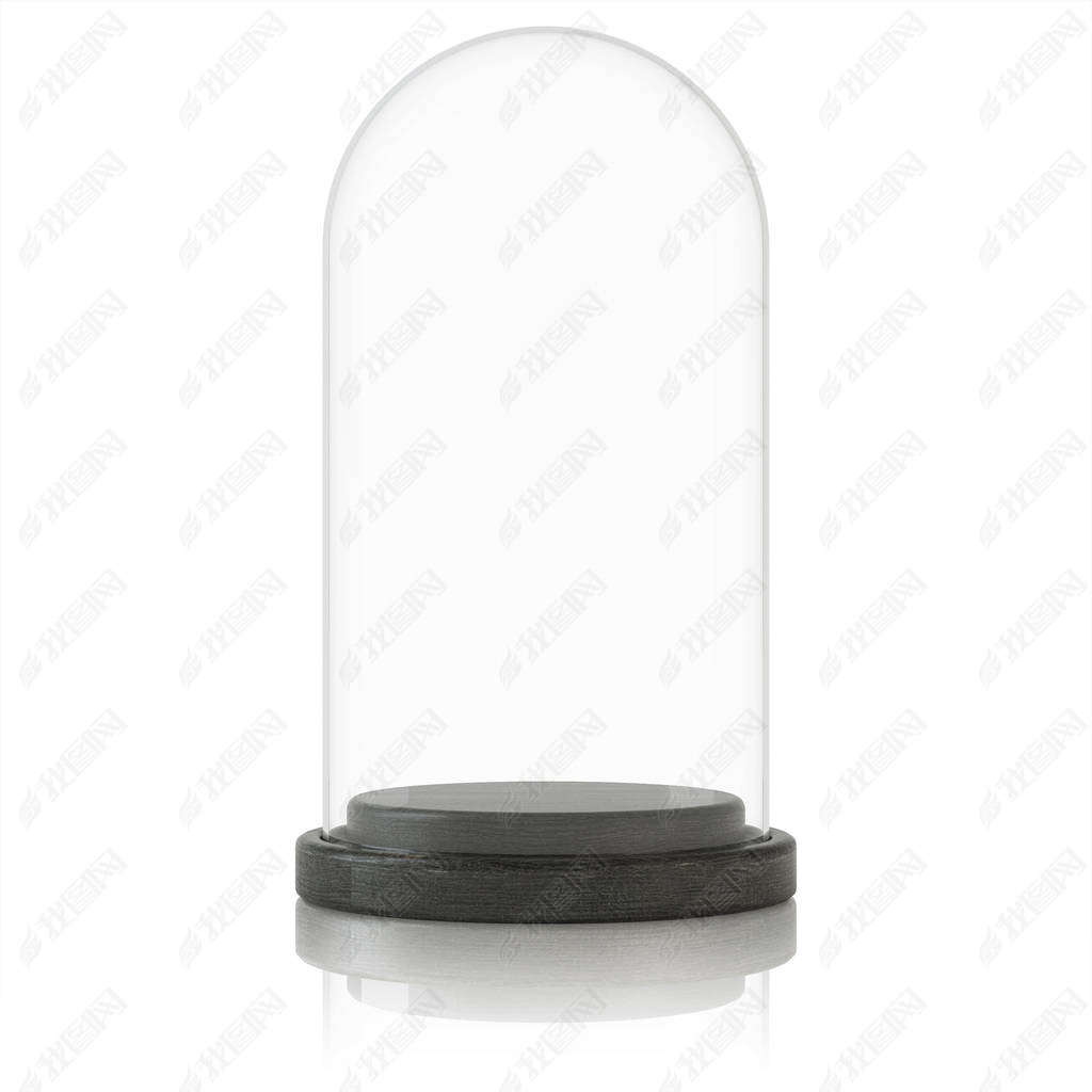 Empty glass dome on a white background. Clipping path included. 3D rendering.