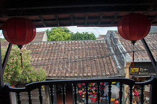 AT Hoi An-Vietnam - On august 2020 - Street of the old town from the balcony of an old house