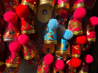 Colorful Turkish Slippers. Traditional Turkish Babouche Slippers for sale at Grand Bazaar in Istanbu