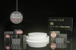 3D渲染空模板讲台模型为产品放置黑色星期五促销网上购物主题