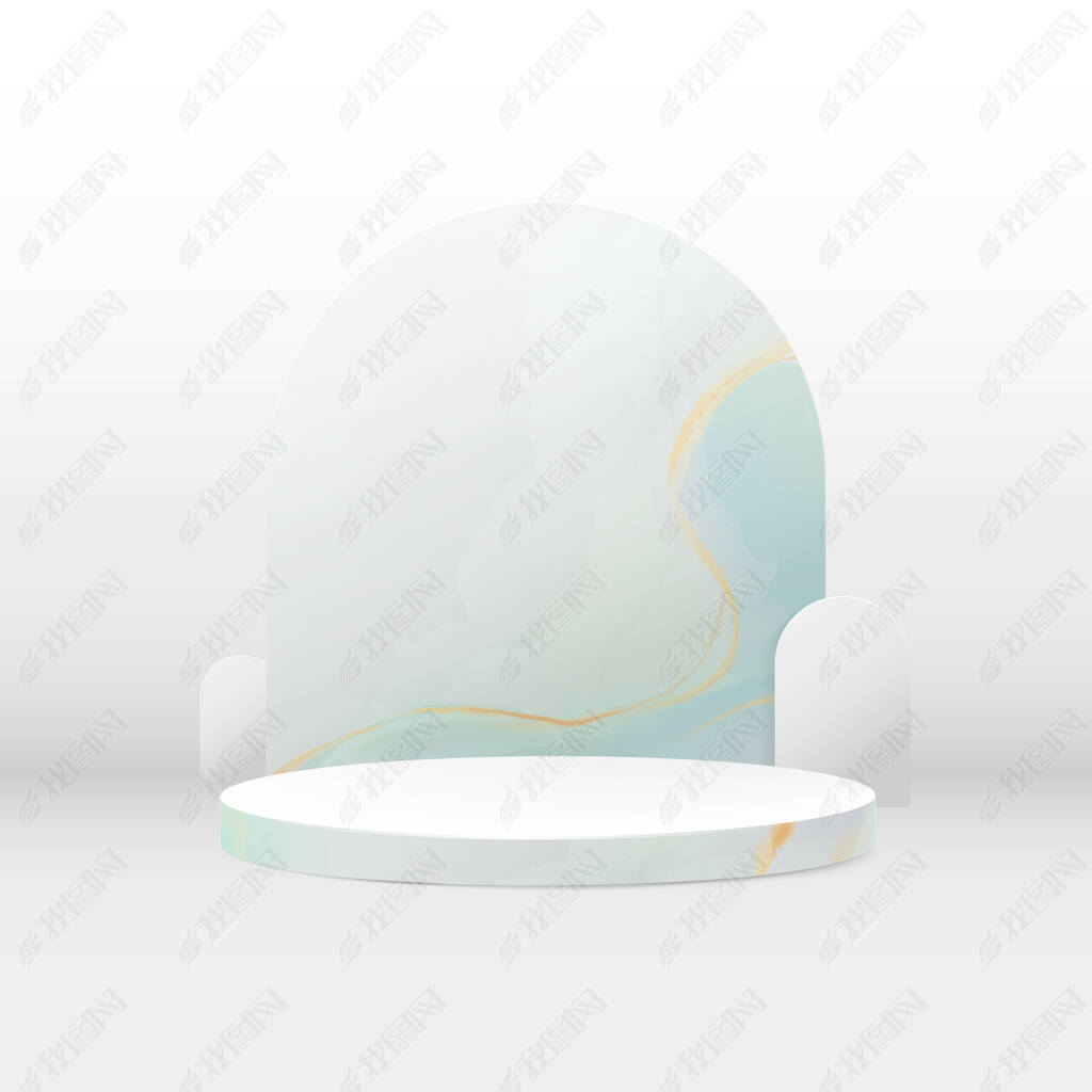 3D podium composition. Abstract minimal geometric background. Marble texture. Space for your design.