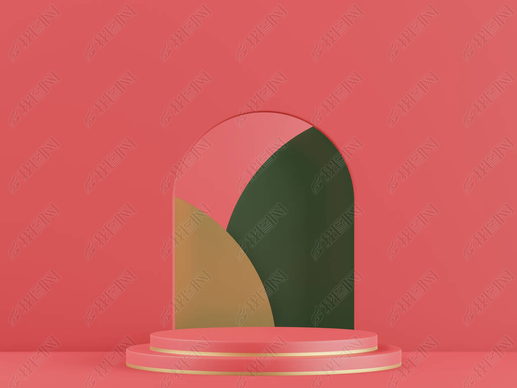 Cosmetic red podium background for product presentation, for fashion magazine. Christmas concept - 3