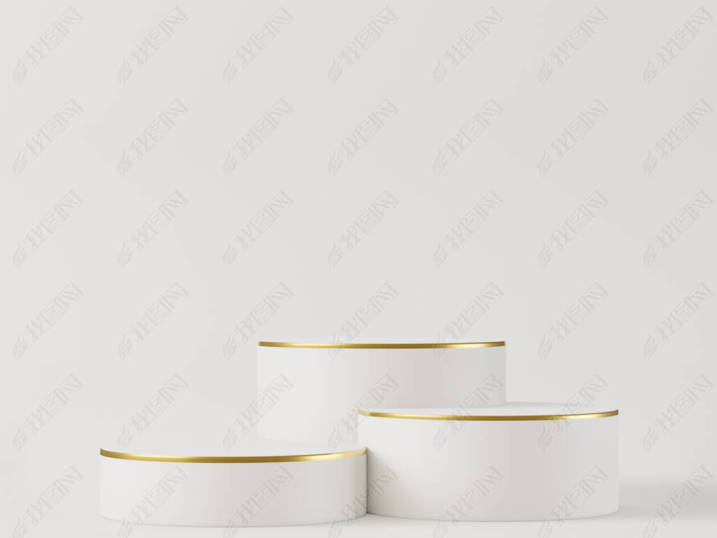 Cosmetic gold white podium and background for product presentation, for magazine. - 3d rendering -