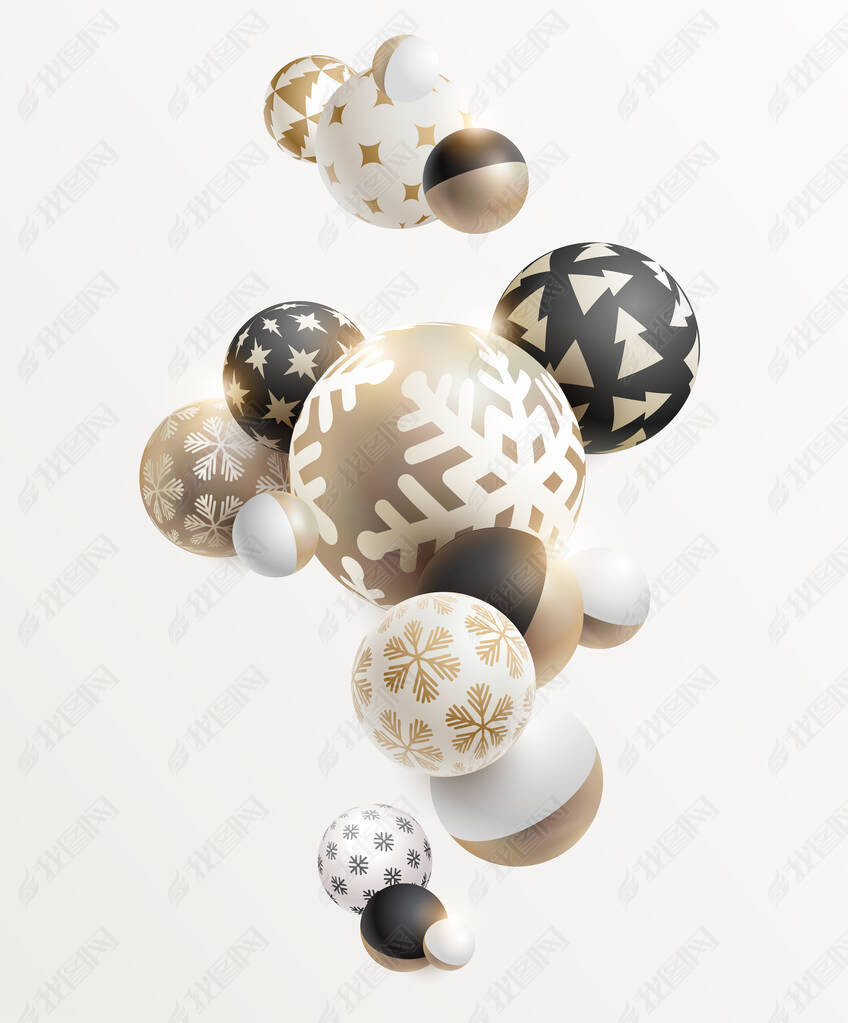 Gold decorative Christmas balls . New year background.