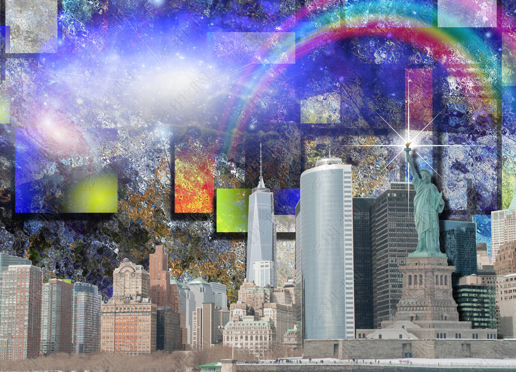 NYC. Abstract vivid background. 3D rendering