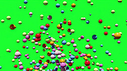 3d illustration - colorful spheres on green background