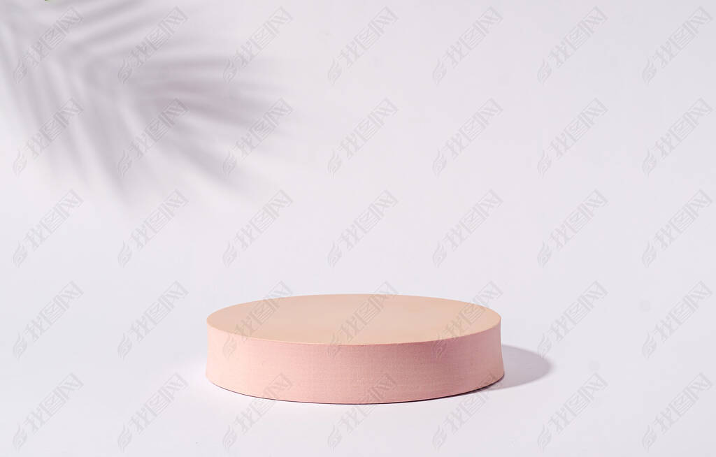 Disc cylinder mock up platform pedestal stand pink for advertising product on gray background and sh