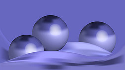 Abstract modern Very Peri background with fluid luminous waves and 3d three balls. Innovation techno