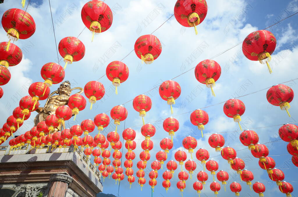 Chinese red lantern festival Happy Lunar Chinese New year. Celebrate chinese culture red golden lant