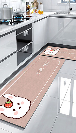 北欧现代轻奢卡通小兔子厨房地垫地毯脚垫地垫