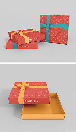 正方形天地盖礼物盒纸盒包装样机