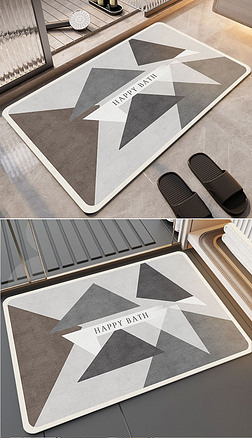 现代几何硅藻泥浴室垫防滑吸水浴室脚垫地毯地垫