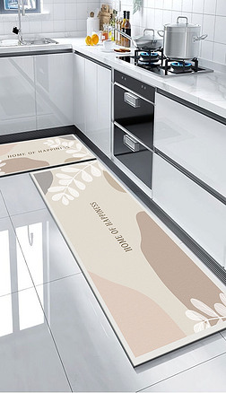 现代北欧简约轻奢厨房地垫几何地毯吸水脚垫